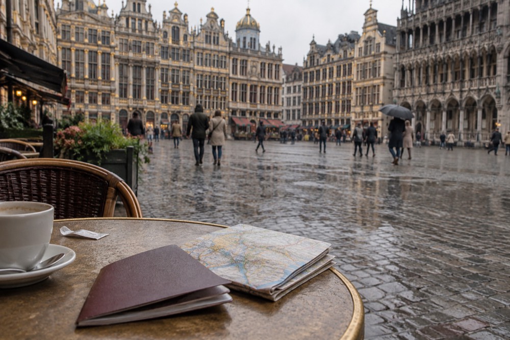 A passport resting on a map of Europe next to a boarding pass